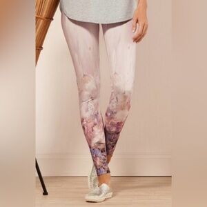 Soft Surroundings Pink Watercolor Ombré Floral Print Leggings, medium